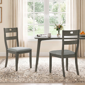 Set of 2 Wooden Dining Chairs with Padded Seats and Rubber Wood Frame-Gray view 2