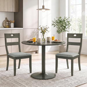 Set of 2 Wooden Dining Chairs with Padded Seats and Rubber Wood Frame-Gray view 3