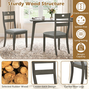 Set of 2 Wooden Dining Chairs with Padded Seats and Rubber Wood Frame-Gray view 5
