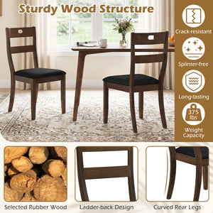 Set of 2 Wooden Dining Chairs with Padded Seats and Rubber Wood Frame-Walnut view 5