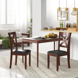 Set of 2 Wooden Kitchen Dining Chair with Padded Seat and Rubber Wood Legs-Black view 3