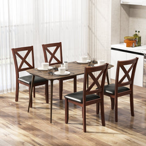 Set of 2 Wooden Kitchen Dining Chair with Padded Seat and Rubber Wood Legs-Black view 5