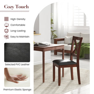 Set of 2 Wooden Kitchen Dining Chair with Padded Seat and Rubber Wood Legs-Black view 7
