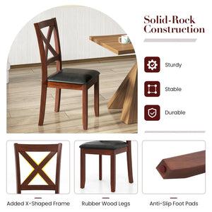 Set of 2 Wooden Kitchen Dining Chair with Padded Seat and Rubber Wood Legs-Black view 8
