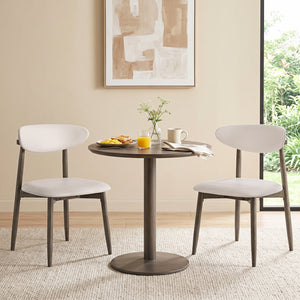 Set of 2 Wooden Modern Upholstered Dining Chairs with Curved Backrest-Beige view 3