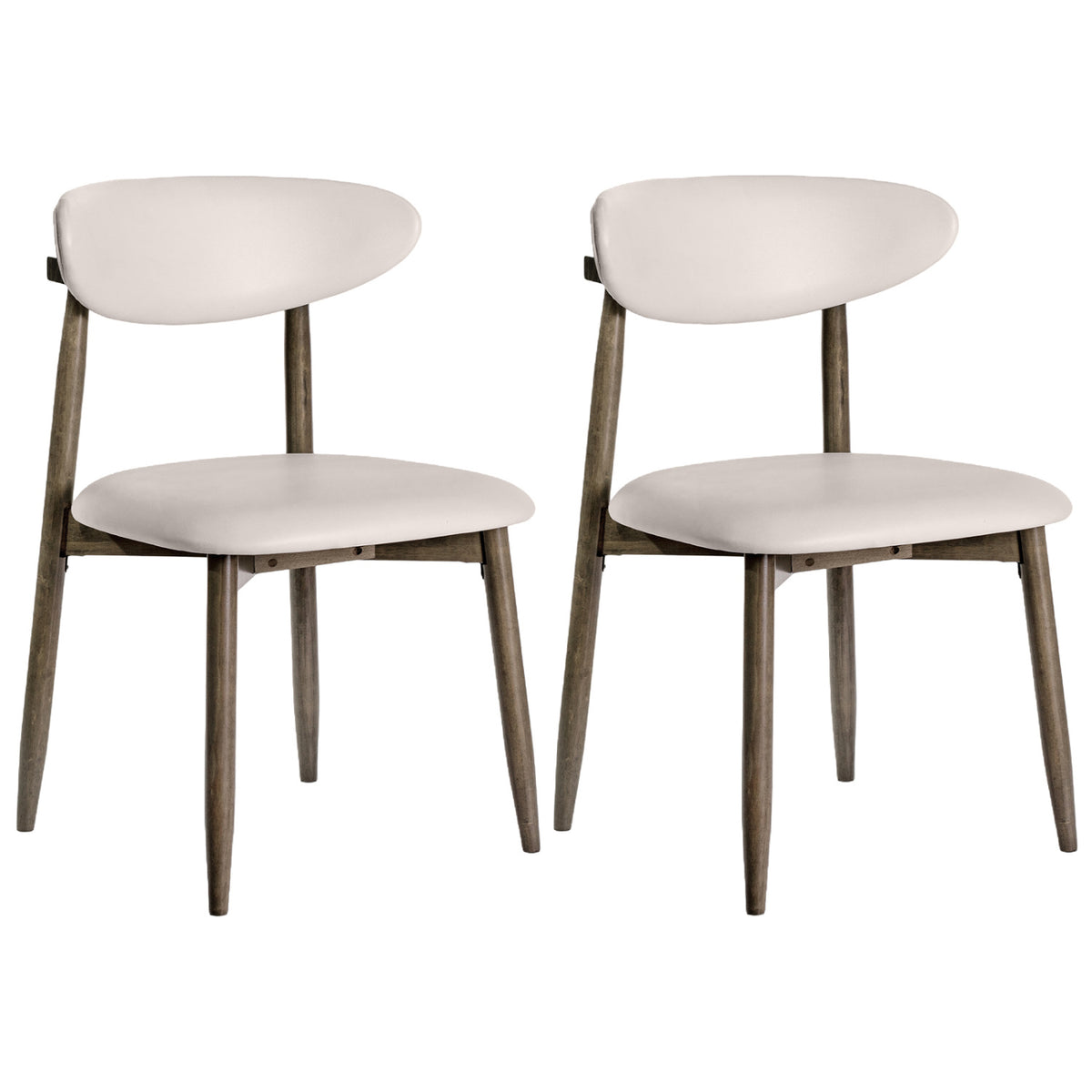 Set of 2 Wooden Modern Upholstered Dining Chairs with Curved Backrest-Beige view 4
