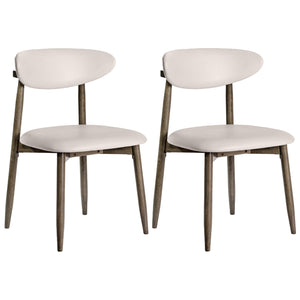 Set of 2 Wooden Modern Upholstered Dining Chairs with Curved Backrest-Beige view 4