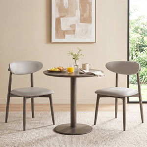 Set of 2 Wooden Modern Upholstered Dining Chairs with Curved Backrest-Gray view 3