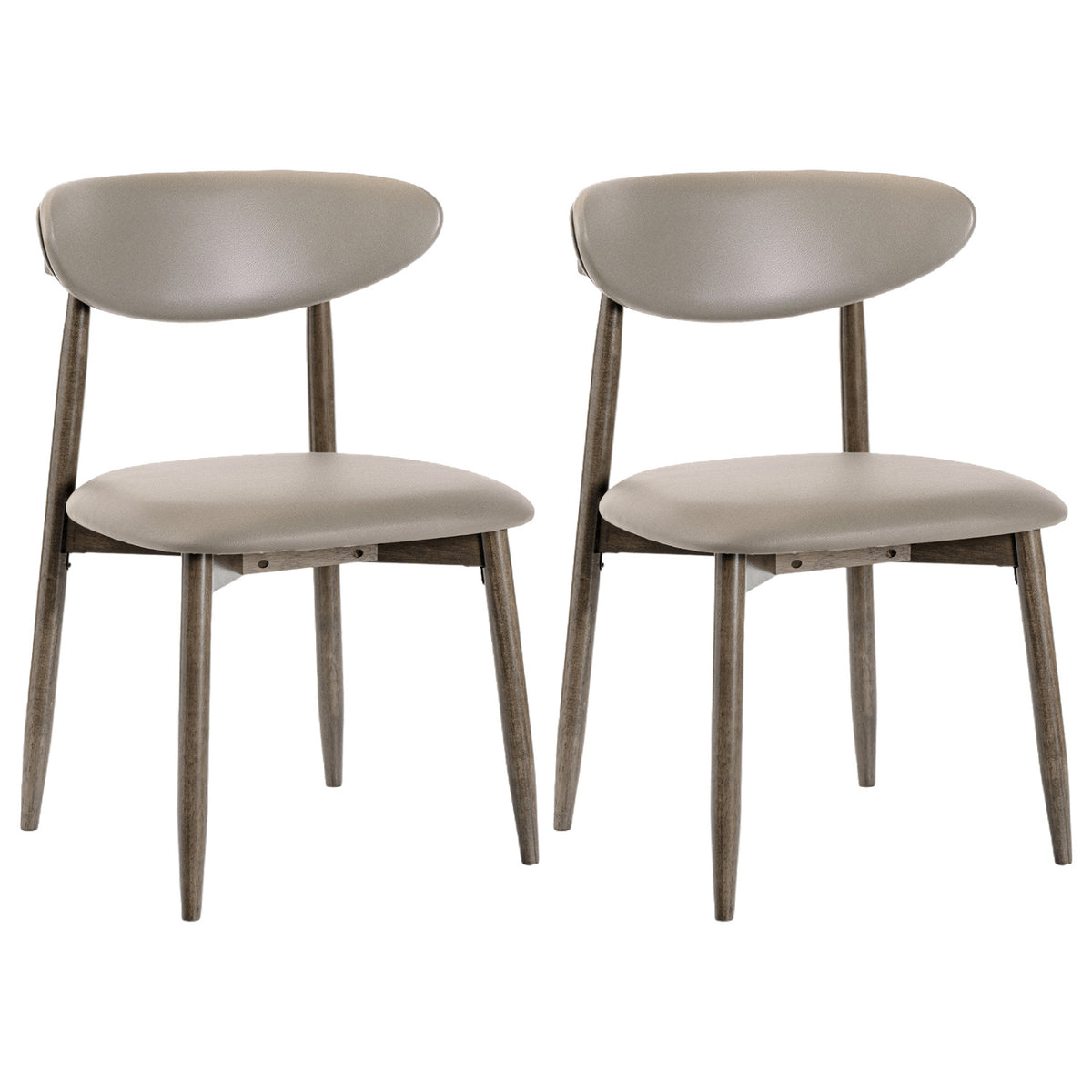 Set of 2 Wooden Modern Upholstered Dining Chairs with Curved Backrest-Gray view 4