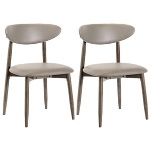 Set of 2 Wooden Modern Upholstered Dining Chairs with Curved Backrest-Gray view 4