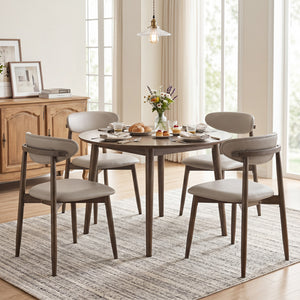 Set of 2 Wooden Modern Upholstered Dining Chairs with Curved Backrest-Gray view 7