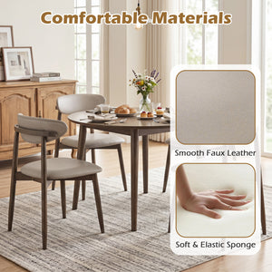 Set of 2 Wooden Modern Upholstered Dining Chairs with Curved Backrest-Gray view 9