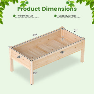 Set of 2 Wooden Raised Garden Bed with Legs Natural Fir Wood Elevated Planter Box view 5