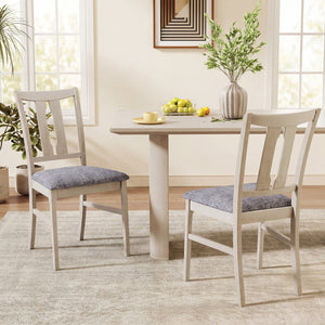 Set of 2 Wooden Upholstered Dining Chairs with High Curved Back-Gray view 2