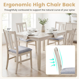 Set of 2 Wooden Upholstered Dining Chairs with High Curved Back-Gray view 8