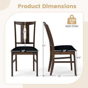 Set of 2 Wooden Upholstered Dining Chairs with High Curved Back-Walnut view 4