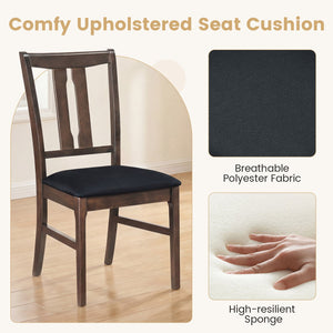 Set of 2 Wooden Upholstered Dining Chairs with High Curved Back-Walnut view 6