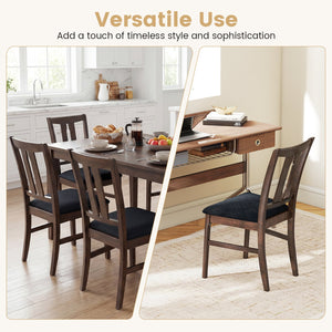 Set of 2 Wooden Upholstered Dining Chairs with High Curved Back-Walnut view 8
