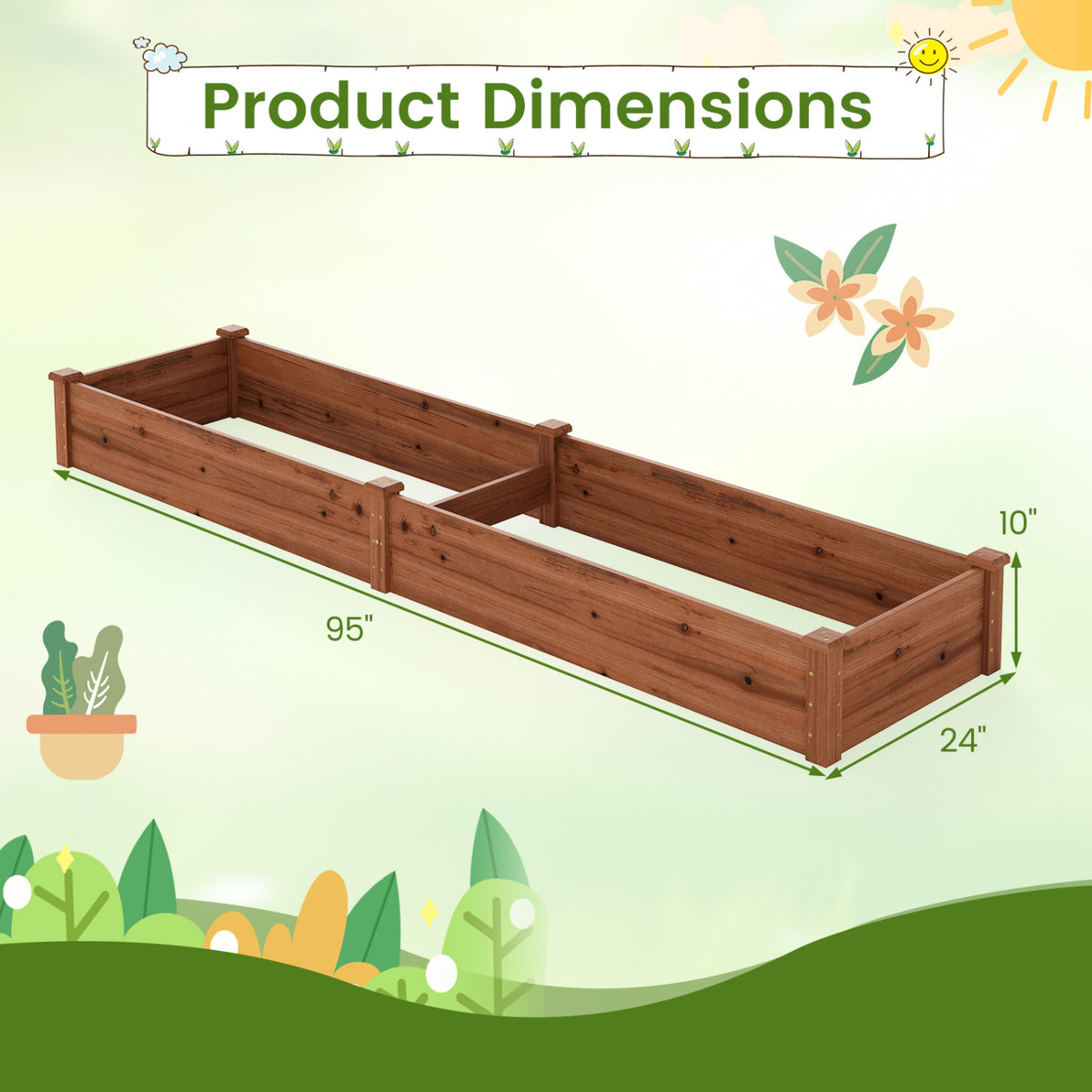 Set of 2 Wooden Vegetable Raised Garden Bed for Backyard-Brown view 4