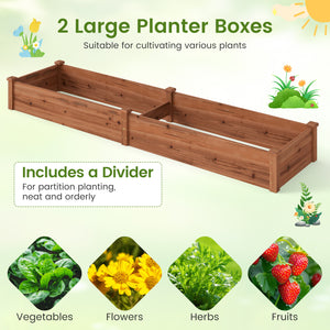 Set of 2 Wooden Vegetable Raised Garden Bed for Backyard-Brown view 9