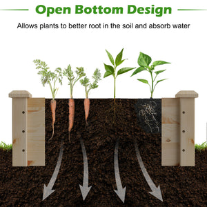 Set of 2 Wooden Vegetable Raised Garden Bed for Backyard-Natural view 8