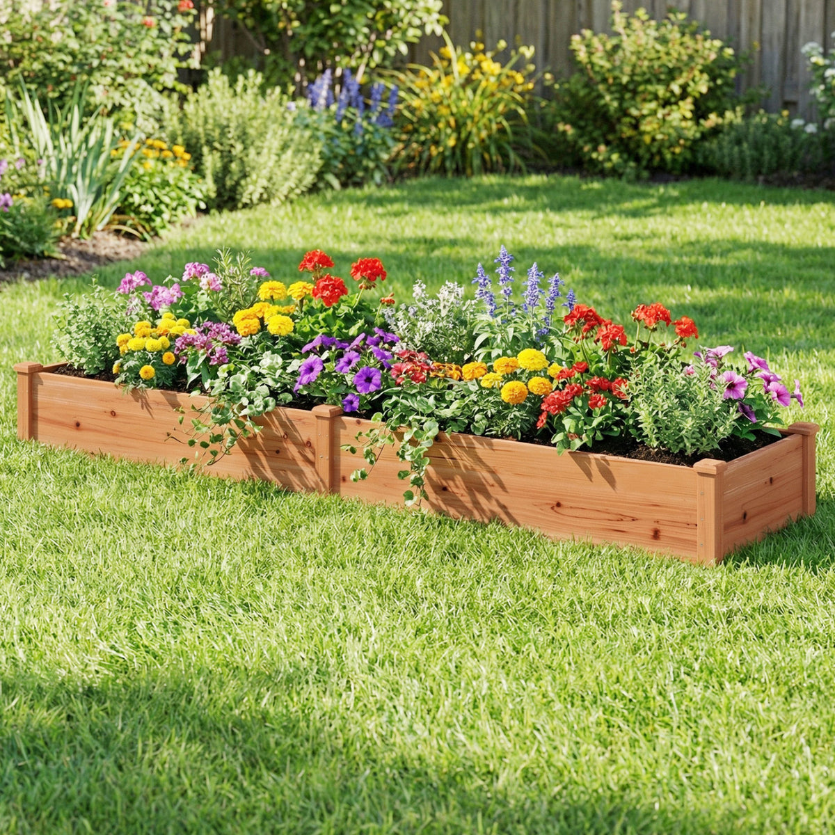 Set of 2 Wooden Vegetable Raised Garden Bed for Backyard-Orange view 2
