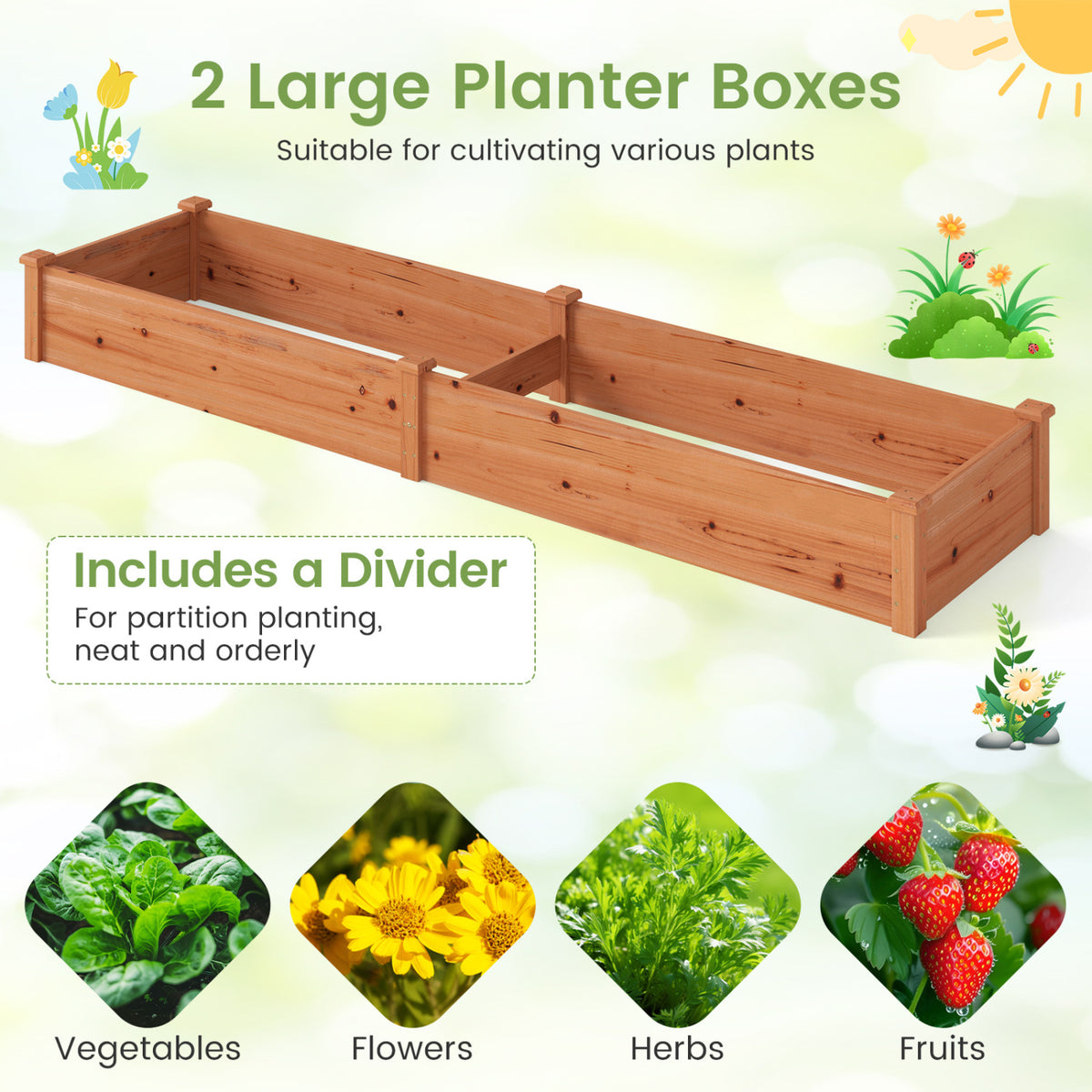 Set of 2 Wooden Vegetable Raised Garden Bed for Backyard-Orange view 9