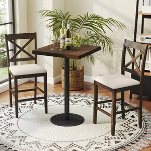 Set of 2 X-Back Bar Stools with Upholstered Cushioned Seats-Brown view 5