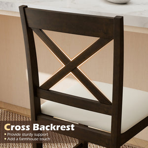 Set of 2 X-Back Bar Stools with Upholstered Cushioned Seats-Brown view 7