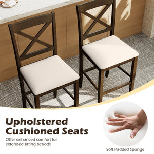 Set of 2 X-Back Bar Stools with Upholstered Cushioned Seats-Brown view 8