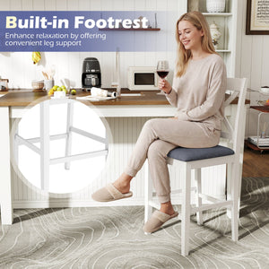 Set of 2 X-Back Bar Stools with Upholstered Cushioned Seats-White view 6