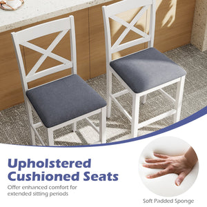 Set of 2 X-Back Bar Stools with Upholstered Cushioned Seats-White view 8