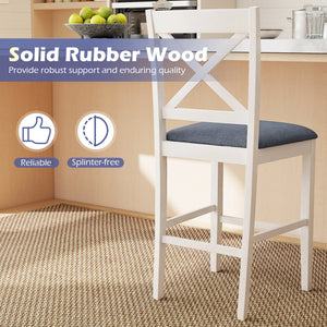 Set of 2 X-Back Bar Stools with Upholstered Cushioned Seats-White view 9