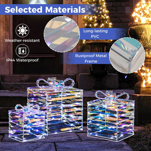 Set of 3 Christmas Lighted Gift Boxes with Bows and Plug view 9