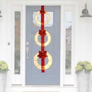 Set of 3 Christmas Lighted Wreaths with Warm White LED Lights and Bows view 2