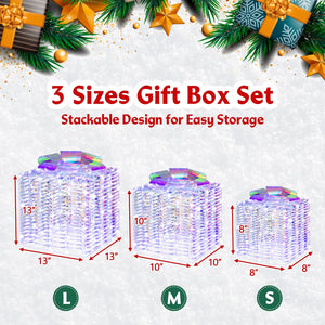 Set of 3 Iridescent Christmas Gift Box with Iridescent Bows view 4