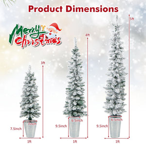 Set of 3 Potted Artificial Christmas Tree Snow-Flocked view 4