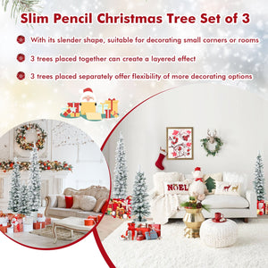 Set of 3 Potted Artificial Christmas Tree Snow-Flocked view 7