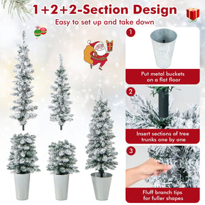 Set of 3 Potted Artificial Christmas Tree Snow-Flocked view 9