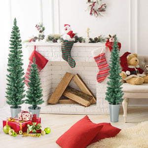 Set of 3 Potted Artificial Christmas Tree with Silver Metal Buckets view 5