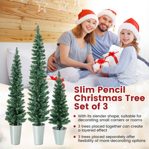 Set of 3 Potted Artificial Christmas Tree with Silver Metal Buckets view 6