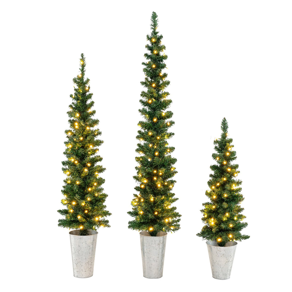 Set of 3 Pre-Lit Artificial Christmas Trees with 230 Warm White LED Lights view 4