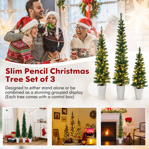 Set of 3 Pre-Lit Artificial Christmas Trees with 230 Warm White LED Lights view 7