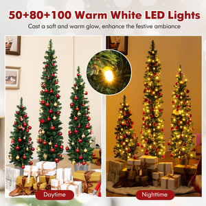 Set of 3 Pre-Lit Artificial Christmas Trees with 230 Warm White LED Lights view 9