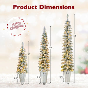 Set of 3 Pre-Lit Snow Flocked Artificial Christmas Trees witrh 423 Branch Tips view 5