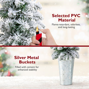 Set of 3 Pre-Lit Snow Flocked Artificial Christmas Trees witrh 423 Branch Tips view 7