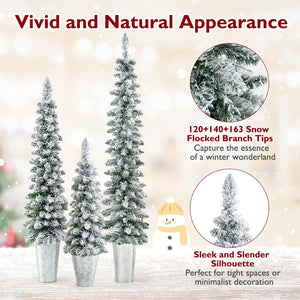 Set of 3 Pre-Lit Snow Flocked Artificial Christmas Trees witrh 423 Branch Tips view 8
