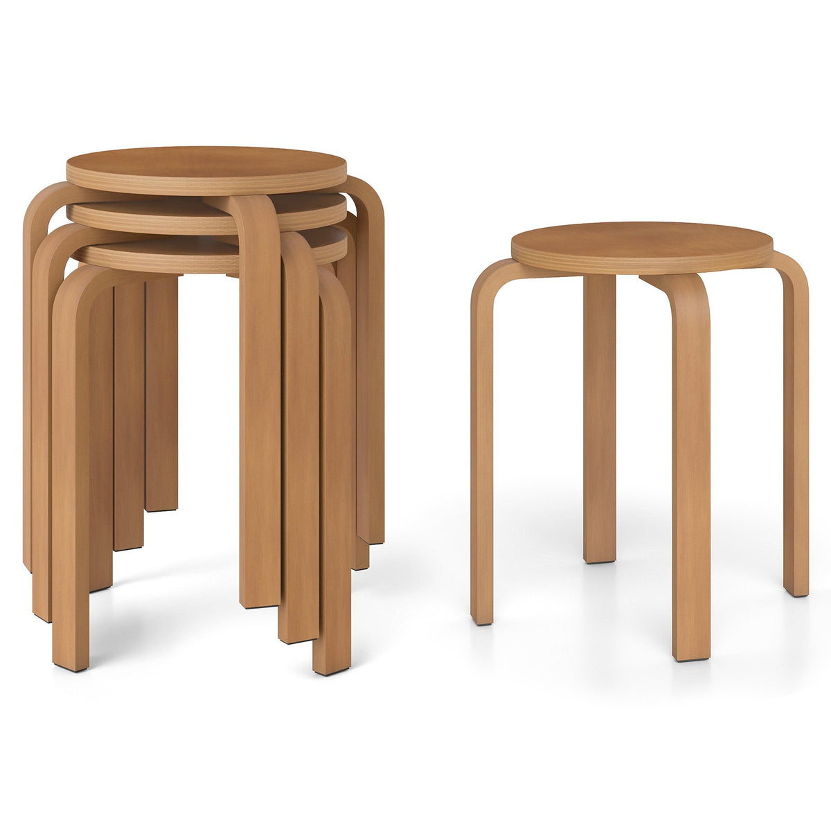Set of 4 18 Inch Stackable Bentwood Dining Chairs with Round Top-Walnut view 2