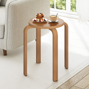 Set of 4 18 Inch Stackable Bentwood Dining Chairs with Round Top-Walnut view 3