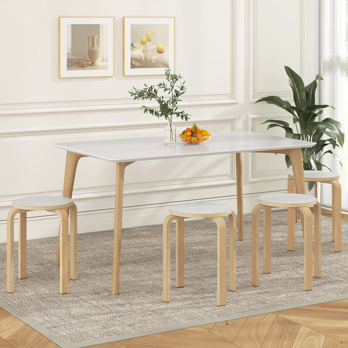 Set of 4 18 Inch Stackable Bentwood Dining Chairs with Round Top-White view 2